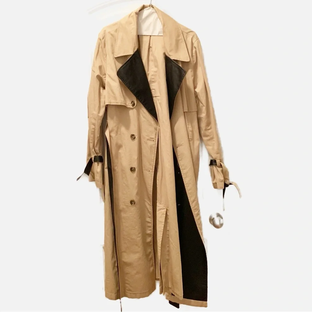 Signed Blake x The Drop Beige Trench Coat with Faux Leather Accents - Picture 3 of 4